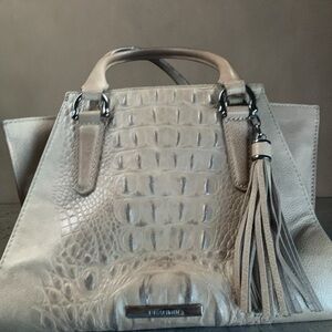 Brahmin Mini Priscilla Soft Birch Crocodile-Embossed Handbag